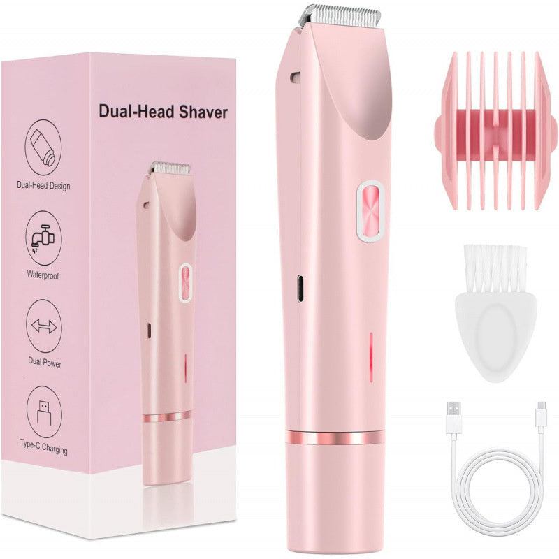 2 In 1 Hair Remover Women's Double Head Shaver Private Pubic Hair Trimmer Electric Razor Wet Dry Electric Body Hair
