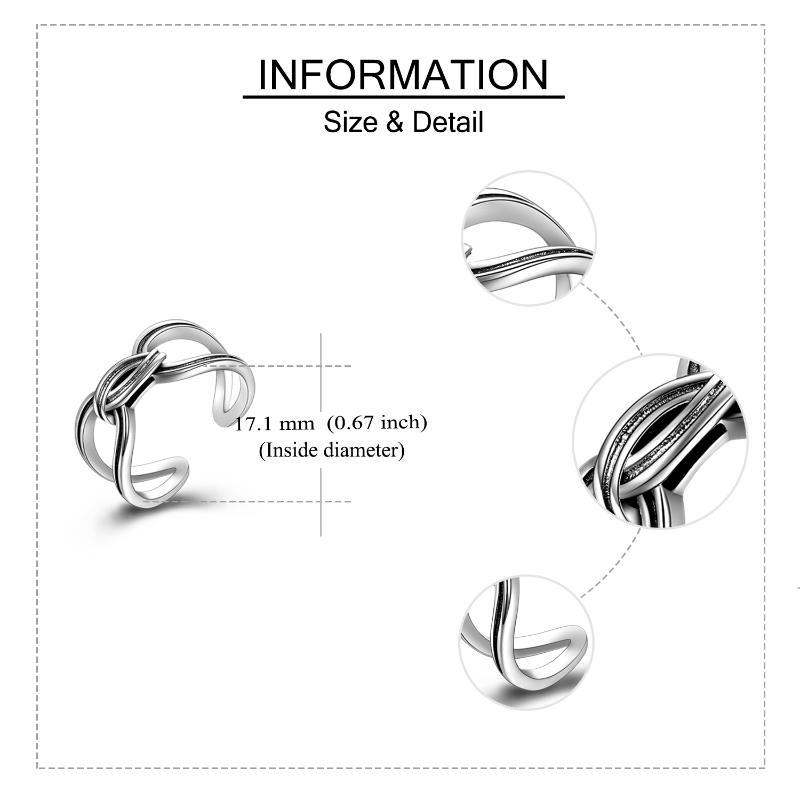 Sterling Silver Love Knot Ring - Adjustable Promise Jewelry for Couples